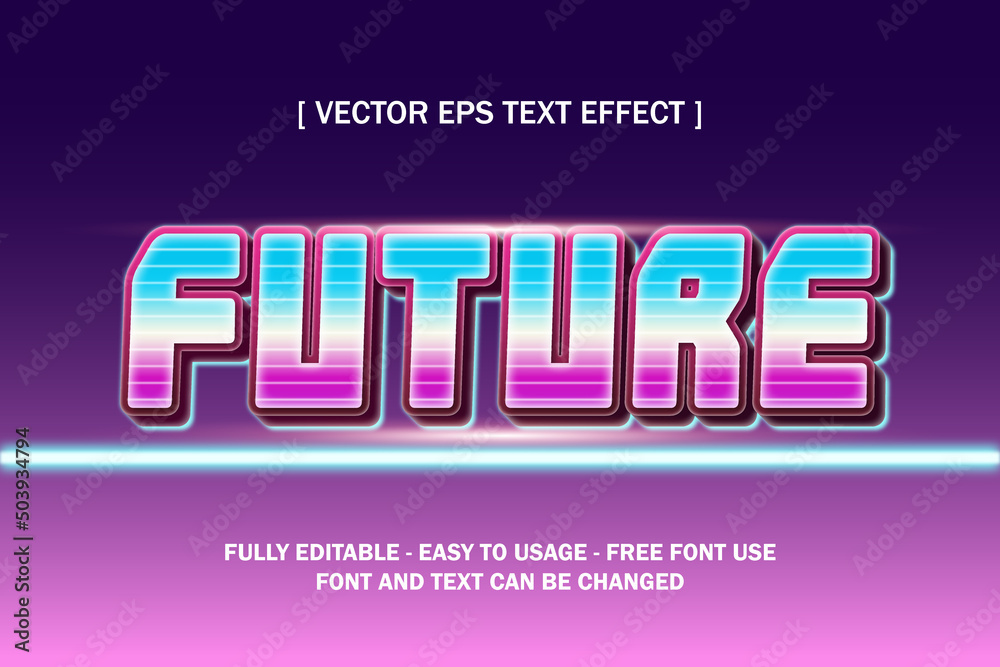 future night life neon style futuristic editable text effect premium vector