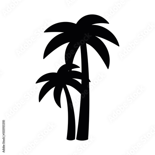 Flat Palm Tree Silhouette Icon Clipart Graphic Vector
