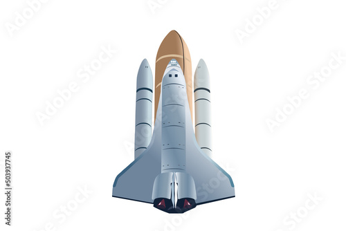 Space shuttle isolated on white background. Vector, illustration