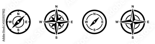 Compass icon set. Wind rose icon, Vector illustration