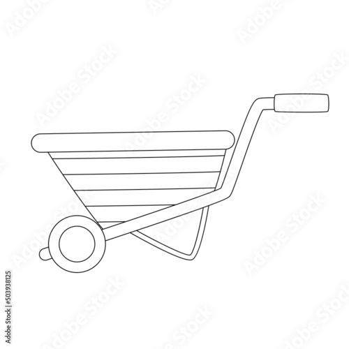 Vector illustration of garden wheelbarrow on white background.