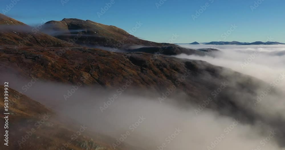 Cloud inversion, Scottish Highlands, aerial Cloud inversion, Scottish Highlands, aerial