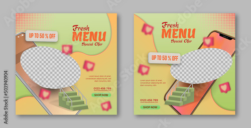 Fresh food menu social media post banner design template