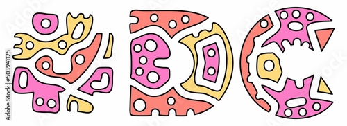 DC Hashtag. Doodle isolate text. Colored curves decorative doodle letters. Hashtag #DC is abbreviation for the US American District of Columbia for print, social network.