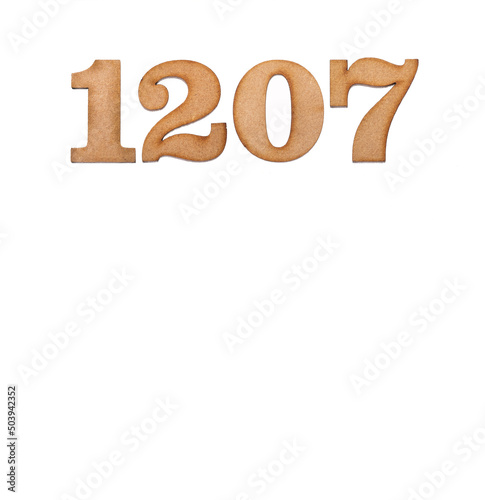Number 1207 - Piece of wood isolated on white background