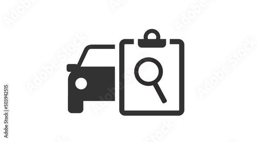 Car Check Icon. Black and white vector isolated editable illustration