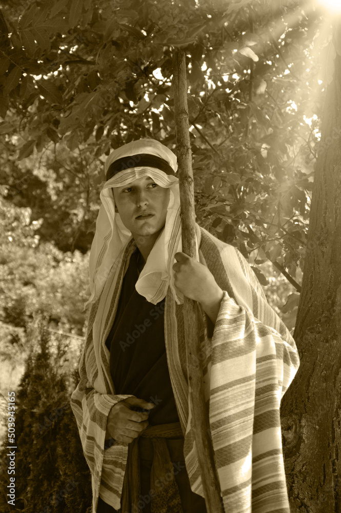 Ancient man with wooden wand Ancient man with wooden wand
