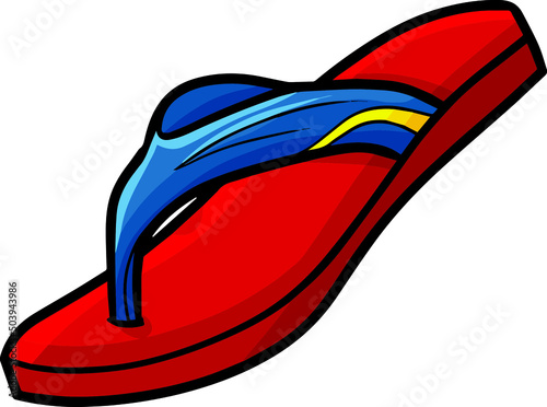 Cool red blue flip-flops cartoon illustration