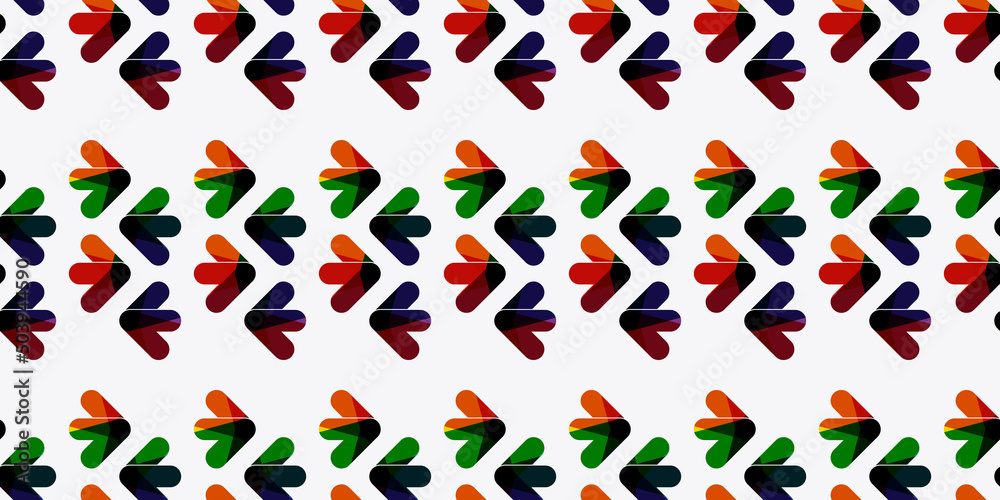 Pattern of Many Arrow Symbols in Opposite Orientation and Various Colors: Red, Green and Brown - Design Template in Wide Scale White Background - Editable Vector Format Included