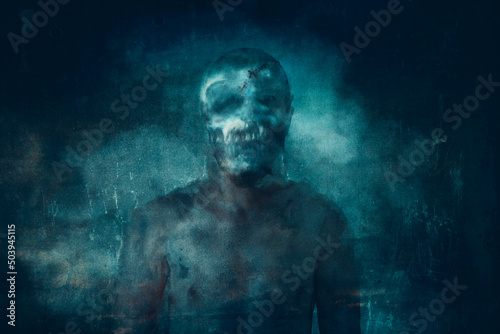 Tableau sur toile A horror concept of a scary portrait of a skull, demon figure