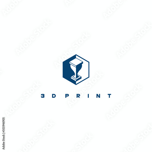 Vector Logo for 3d printing. Printing in three dimensional.