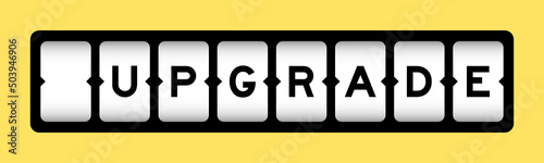 Black color in word upgrade on slot banner with yellow color background