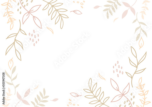 手描きの植物フレーム　茶色