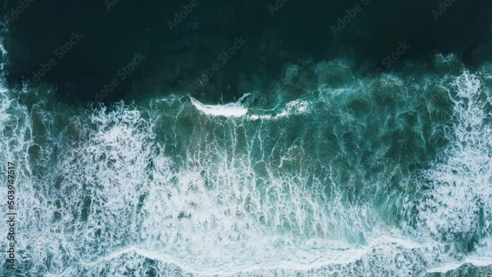 Andaman seascape big wave in storm  Aerial view video Top-down view drone camera high quality video.