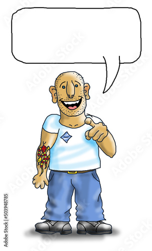 Pointing Man Smiling (with Speech Bubble).