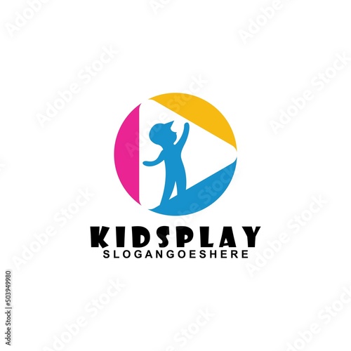 Colorful Kids Play Logo vector, Children logo designs template, design concept, logotype element for template