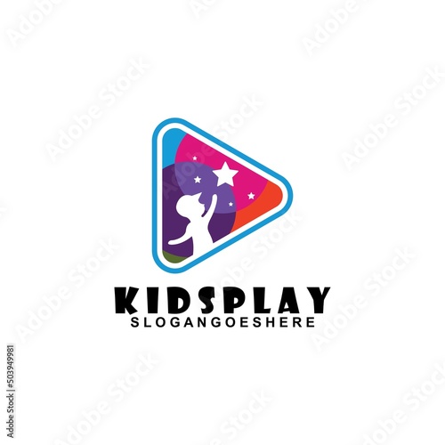 Colorful Kids Play Logo vector, Children logo designs template, design concept, logotype element for template