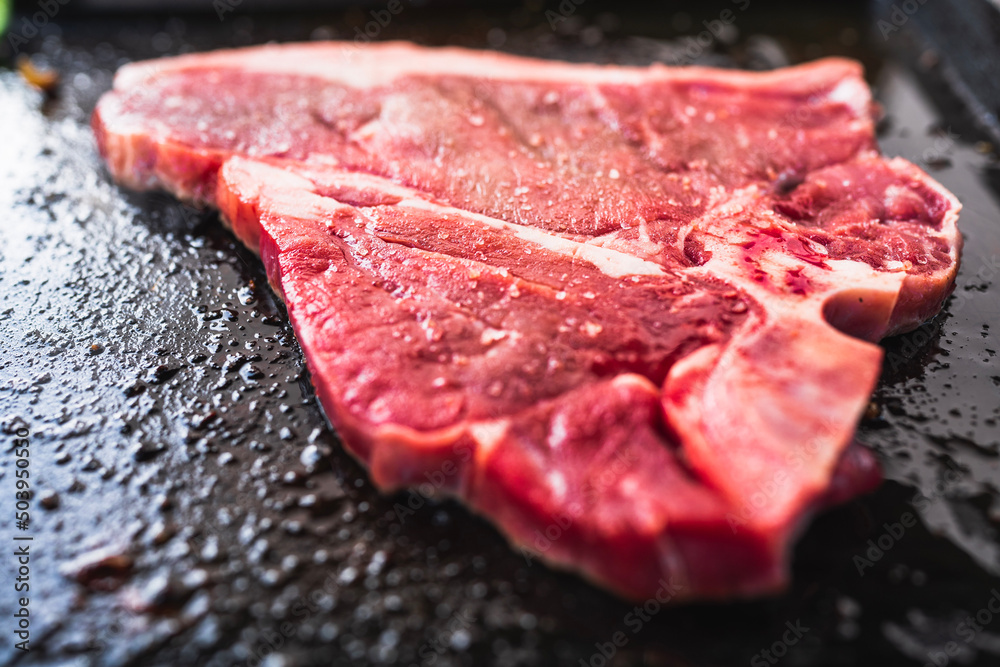 raw beef T bone steak raw beef T bone steak