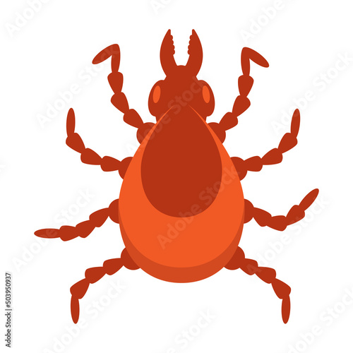 Brown mite icon. Human skin parasite.
Lyme disease, Ehrlichiosis and Encephalitis. Vector illustration isolated on white background.