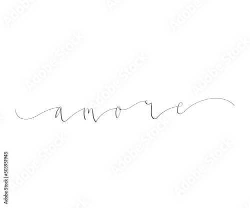 Amore - Love in Italian handwritten lettering vector illustration