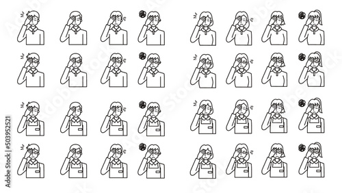 額に手をやる人物イラスト