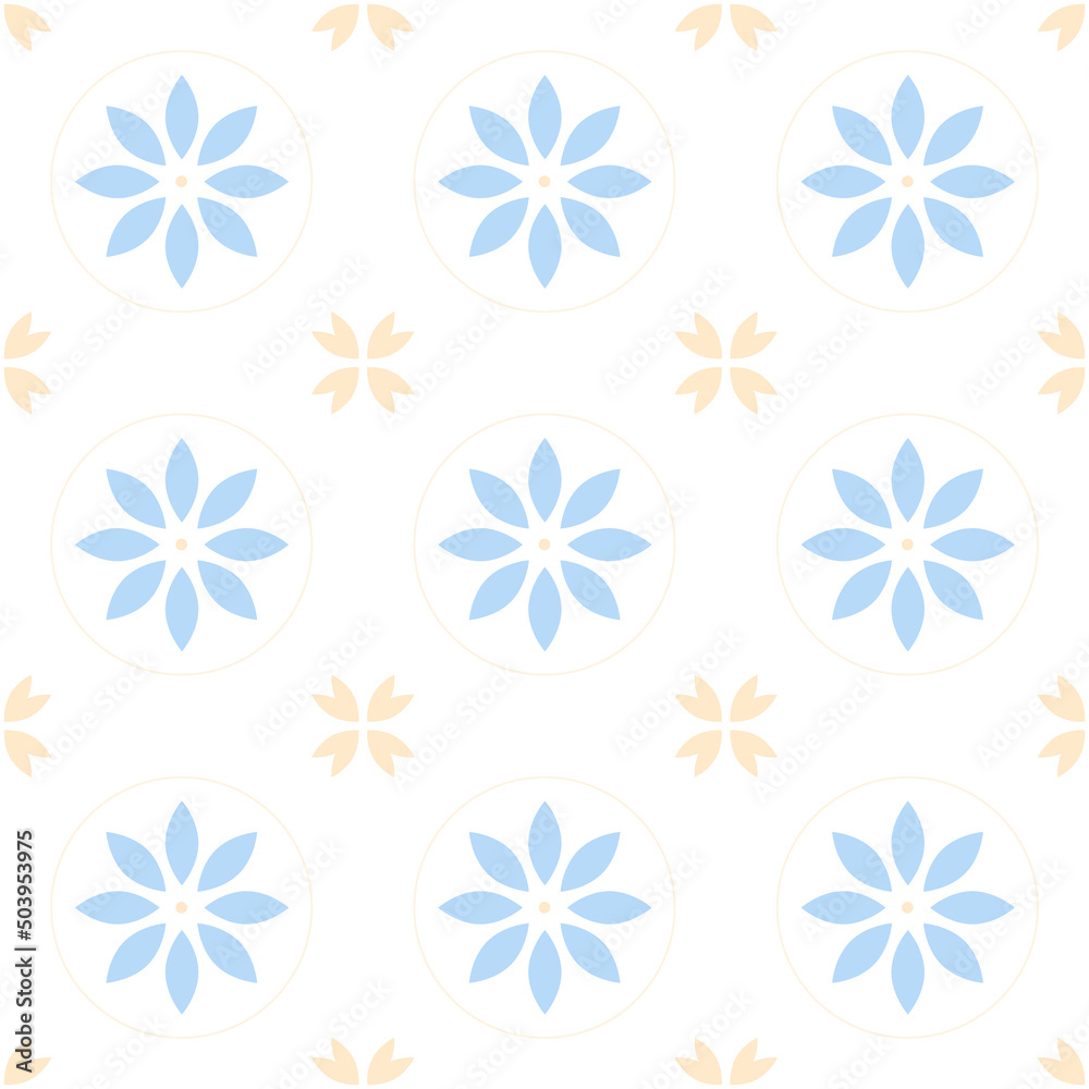 Seamless retro pattern of blue and yellow flower. Seamless retro pattern of blue and yellow flower.