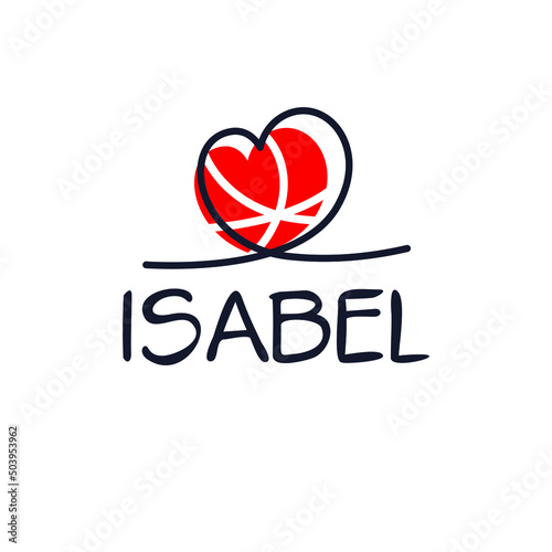 Isabel Calligraphy female name, Vector illustration. photo