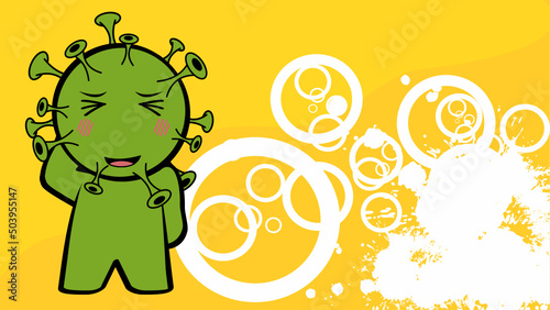covid omicron character cartoon background illustration in vector format