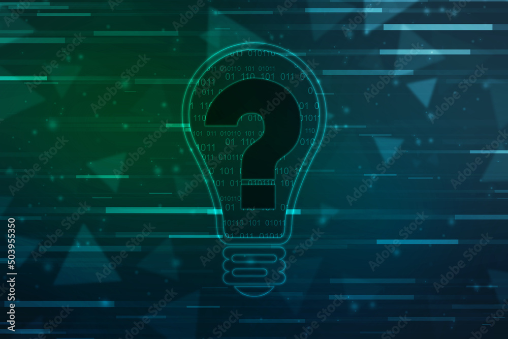 2d illustration question mark,Cyber Technology Background,Concept of ...