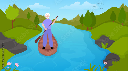 Old Man Travelling Down The River