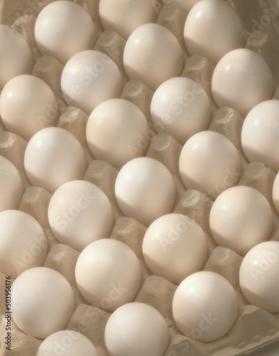 Eggs in the box closeup