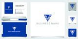 Logo design of initial letter V with business card. A unique, exclusive, elegant, professional,