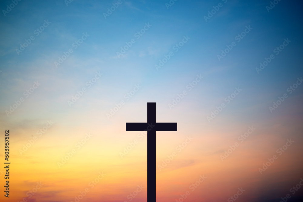 The Cross at the sky background , Jesus Christ cross