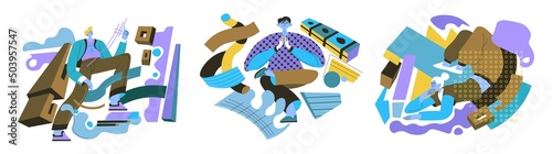 Hobbies and leisure time, climbing and yoga vector