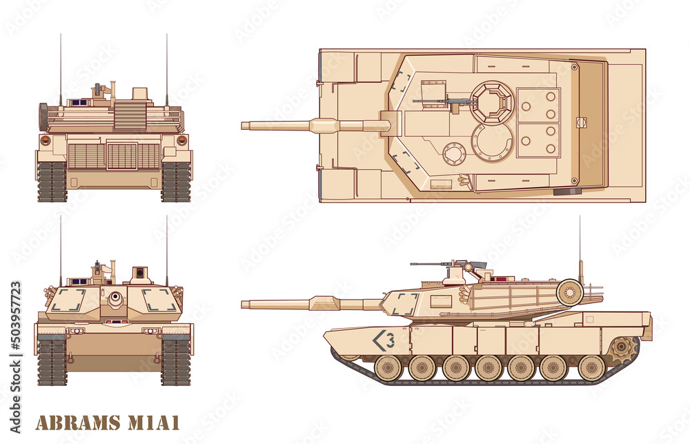 M1A1 Abrams Main American Battle Tank Vector Illustration On 