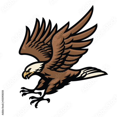 Fotografija Aggressive Attacking Bald Eagle Logo