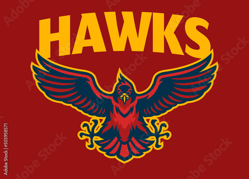 Hawk Sport Mascot Logo Spreading the Wings