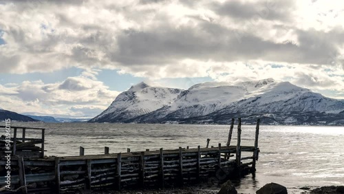 Timelapse over malangen fjord, Spring, Norway. Artic. photo