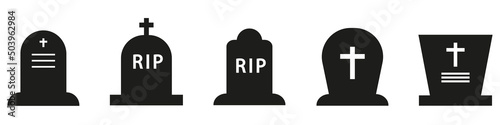 Grave icons. Isolated on white background. Vector illustration eps10