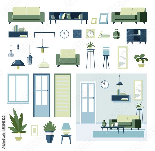 Interior design, furniture and accessories decor