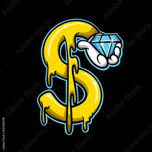 diamond money hand streetwear cartoon