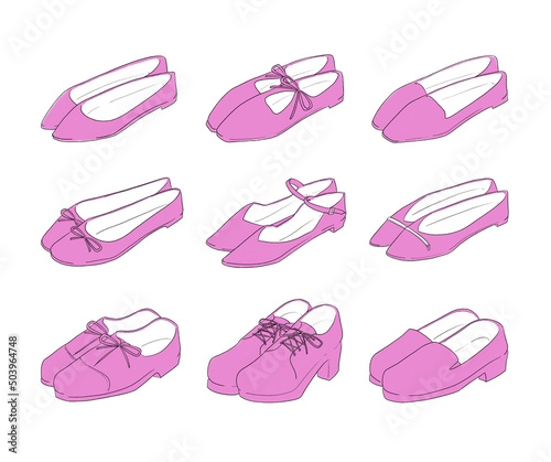 ピンクのパンプスのイラストセット