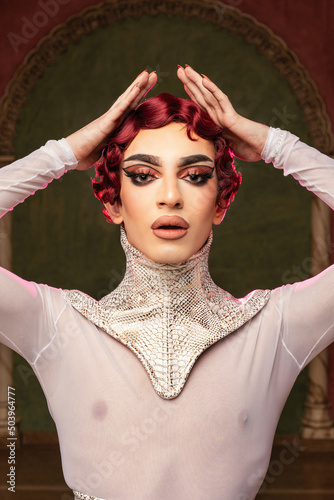 фотографія Fantasy portrait of a young man as a drag queen
