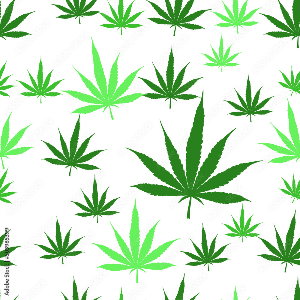 pattern seamless cannabis leaf. Design for fabric, curtain, background, carpet, wallpaper, clothing, wrapping, Batik, fabric,Vector illustration
