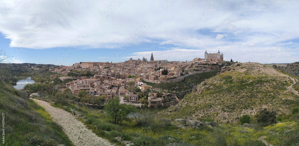 Panoramic view of the historic city of Toledo and the River Tajo. Spain.
UNESCO World Heritage.