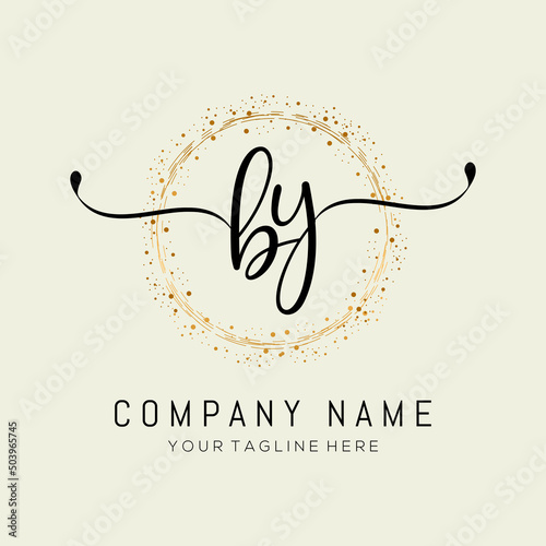 initial BY handwriting logo design vector template illustration. abstract handwriting letter BY logo lesign. photo