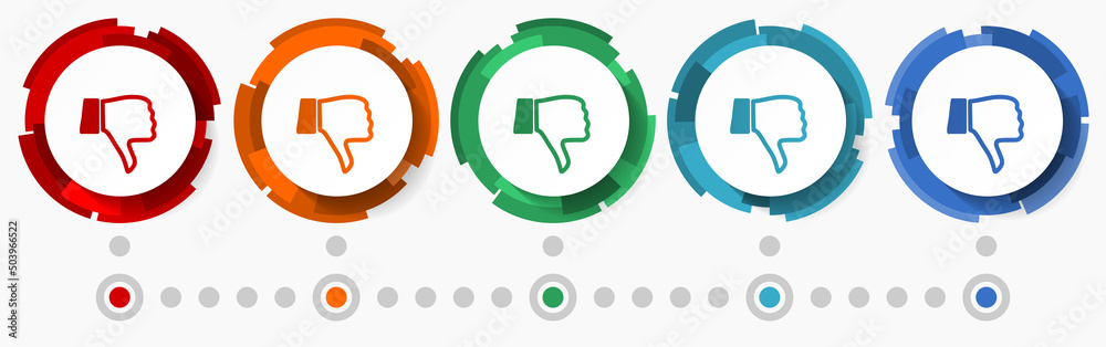 Dislike, unlike concept vector icon set, modern design abstract web buttons i n 5 color options, infographic template Dislike, unlike concept vector icon set, modern design abstract web buttons i n 5 color options, infographic template