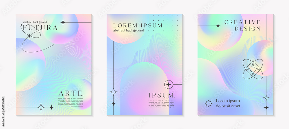Vector mesh gradient backgrounds with wireframe shapes,futuristic spheres and arches.Abstract illustrations in y2k aesthetic.Pastel colors.Trendy minimalist designs for banners,social media,covers.