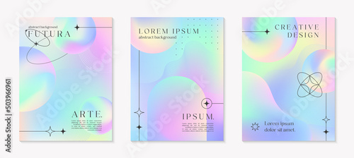 Vector mesh gradient backgrounds with wireframe shapes,futuristic spheres and arches.Abstract illustrations in y2k aesthetic.Pastel colors.Trendy minimalist designs for banners,social media,covers.