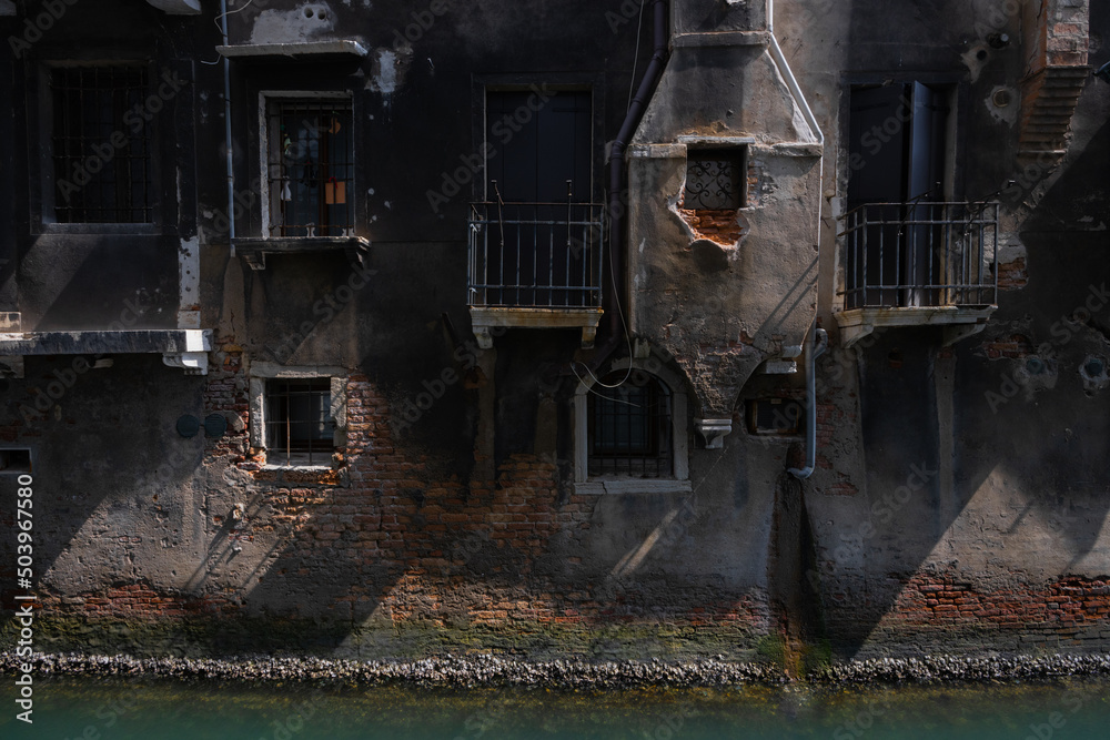 Dilapidated buildings in Venice.